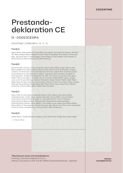 Silestone Prestandadeklaration CE (SE)