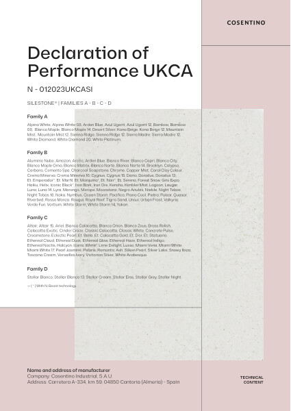 Silestone Declaration of Performance UKCA EN
